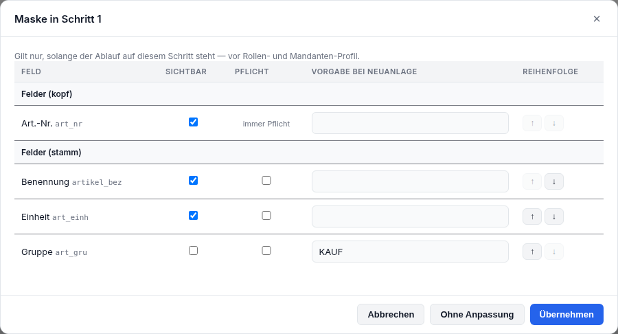 Maske nur für einen Schritt