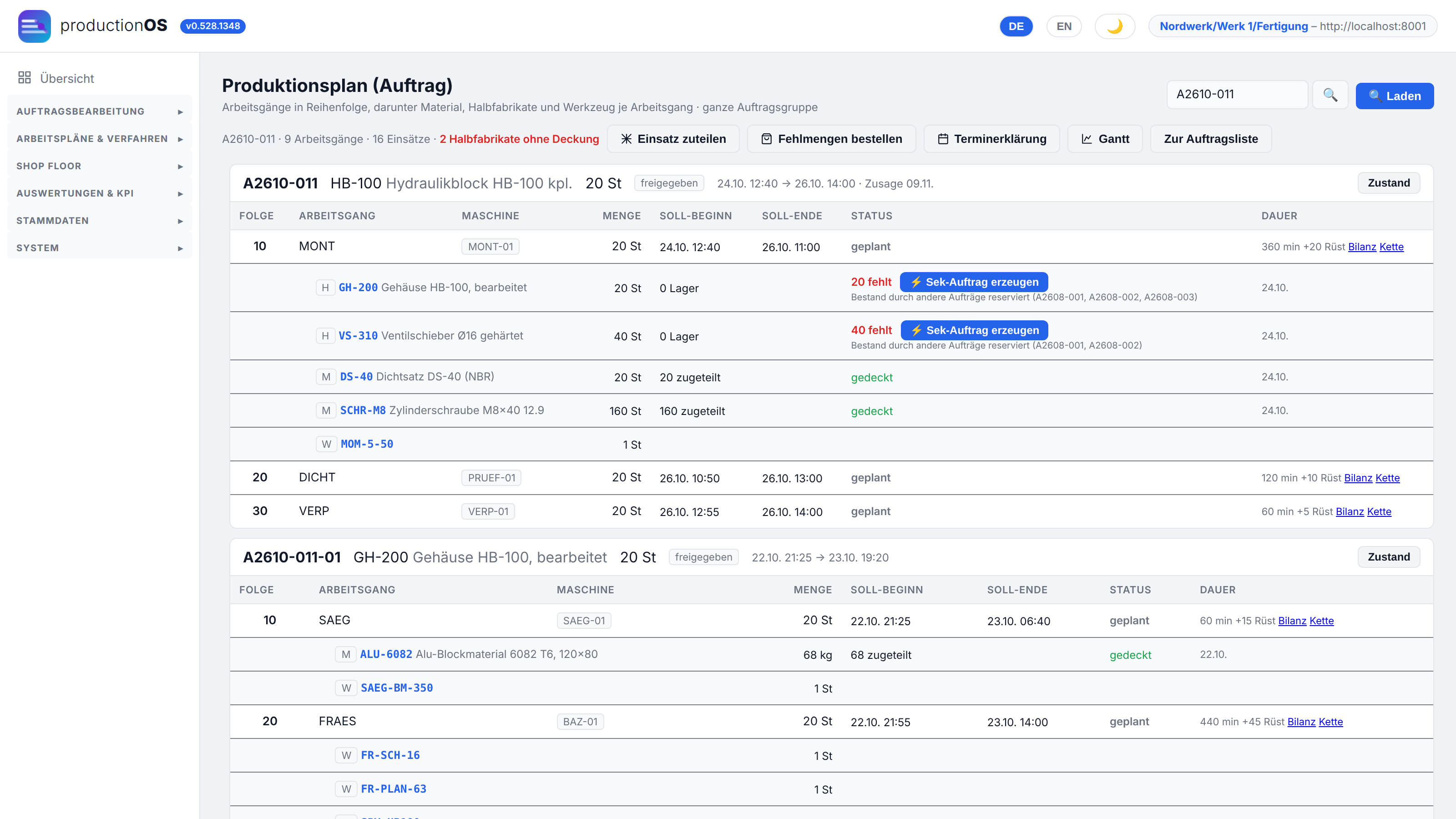 Produktionsplan (Auftrag)