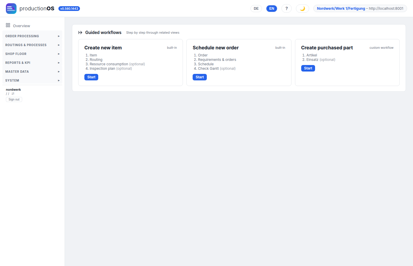 Starting guided workflows