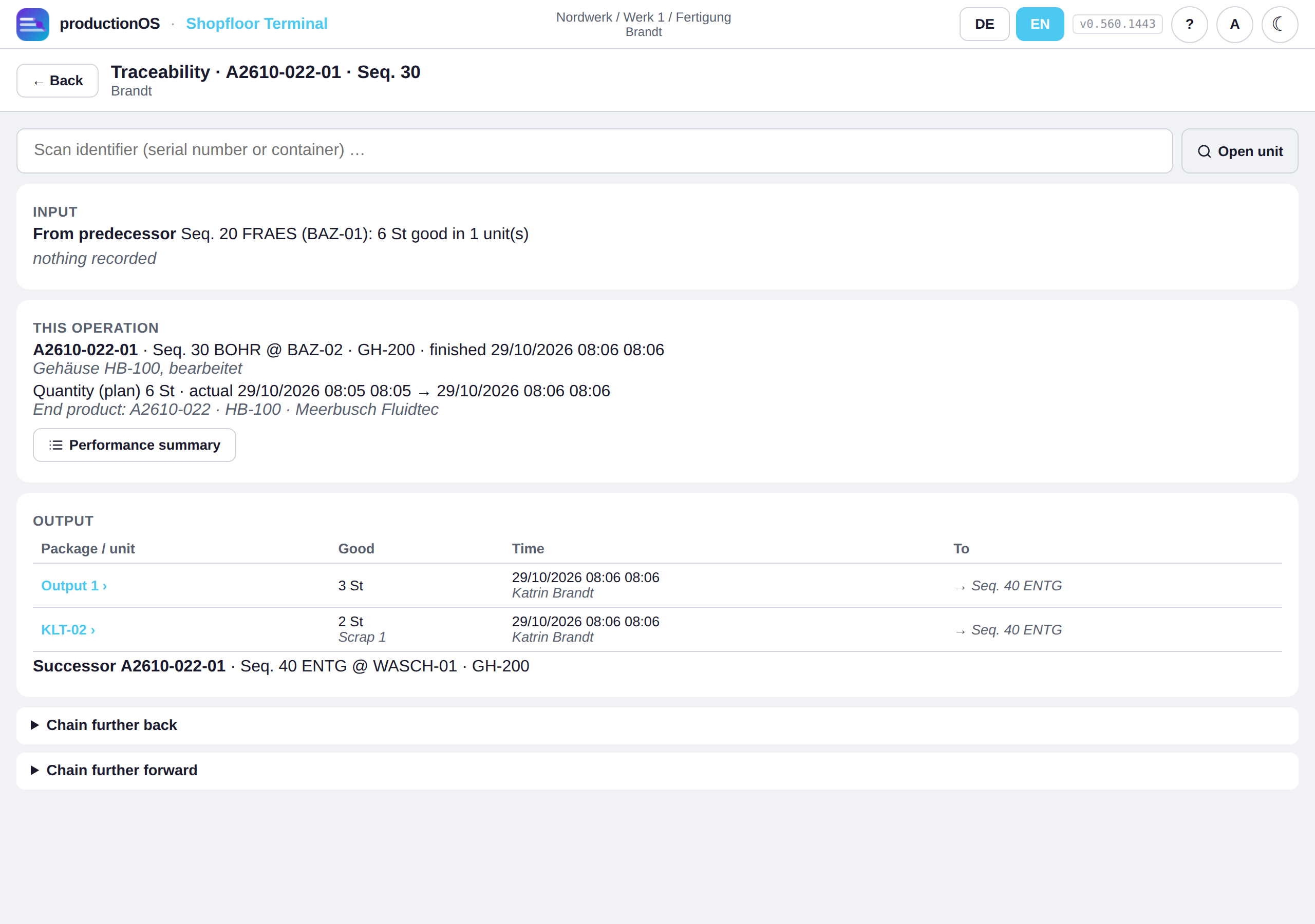 Traceability in the terminal